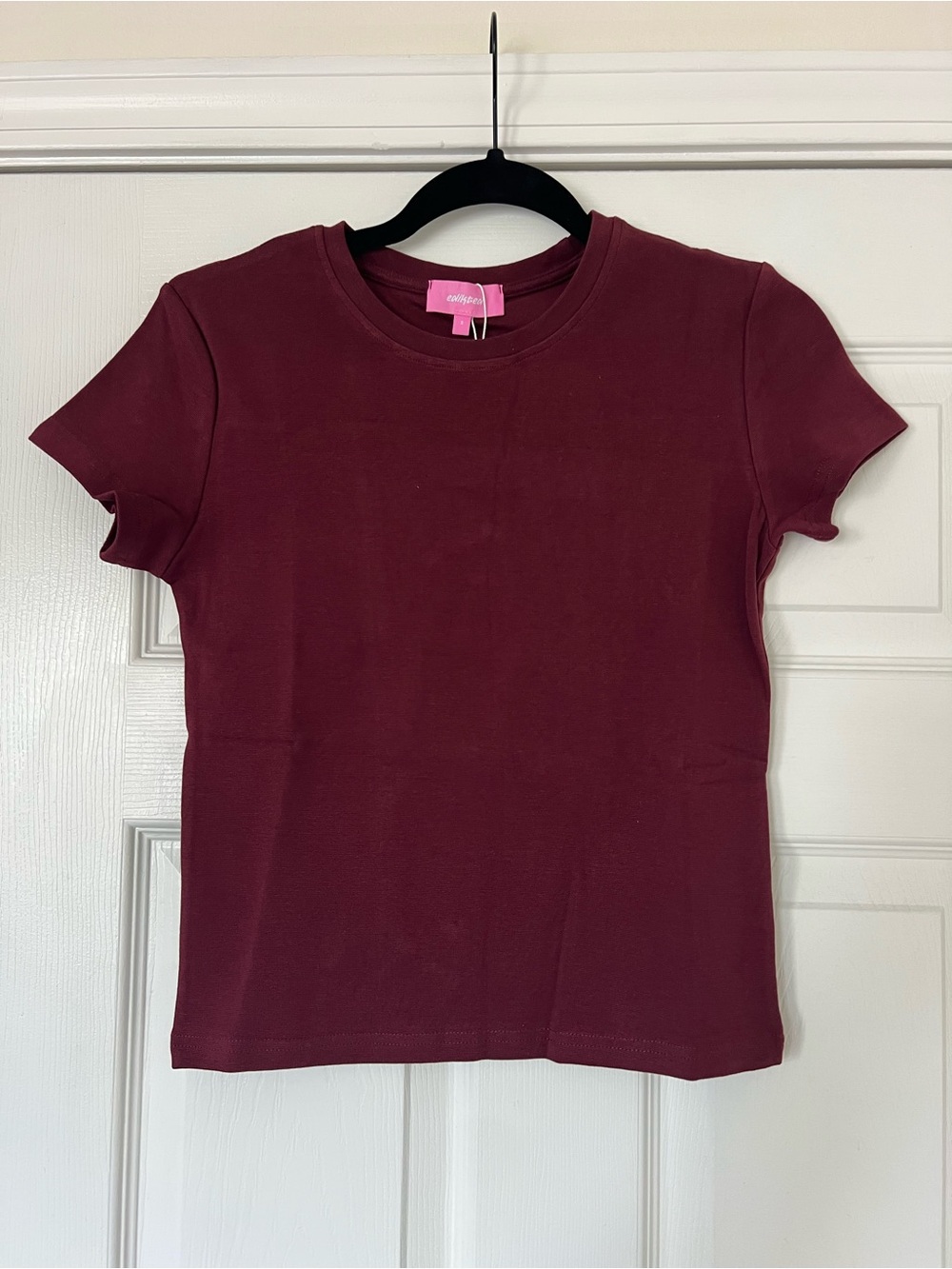 Edikted Short Sleeve Crew Tee in Deep Wine